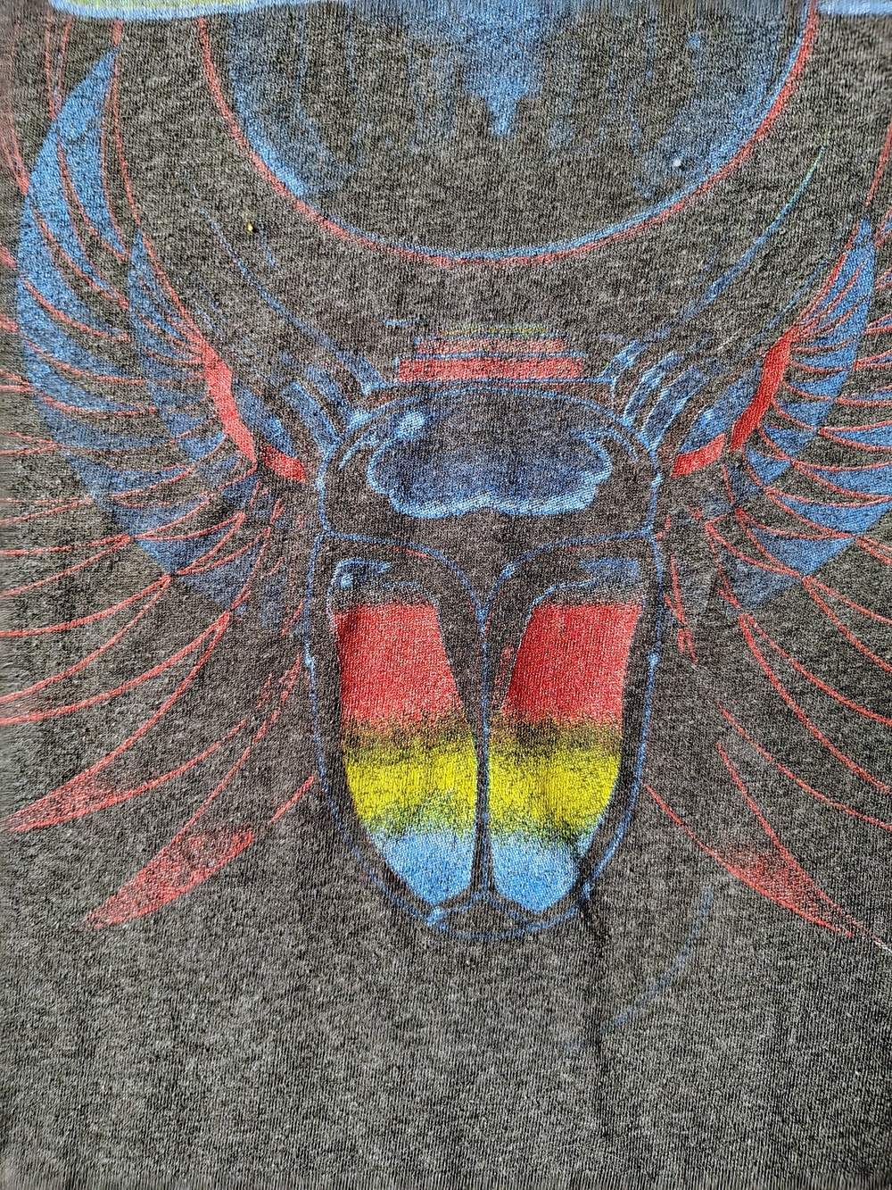 ​Journey Band T Shirt Mens Medium Charcoal Heather Winged Scarab Beetle Planet - Picture 5 of 5